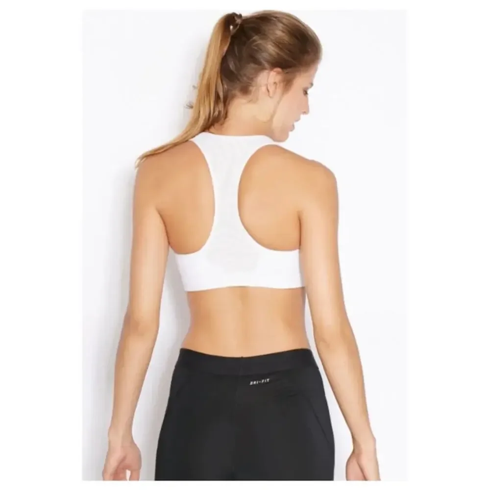 New Nike Training Dri-FIT Swoosh Padded Sports Bra White Racerback Strap Sz M
